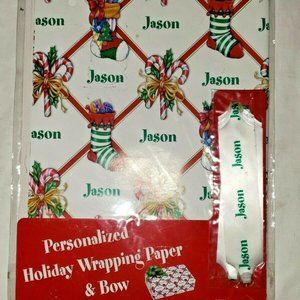 Vintage Holiday Christmas Wrapping Paper Jason